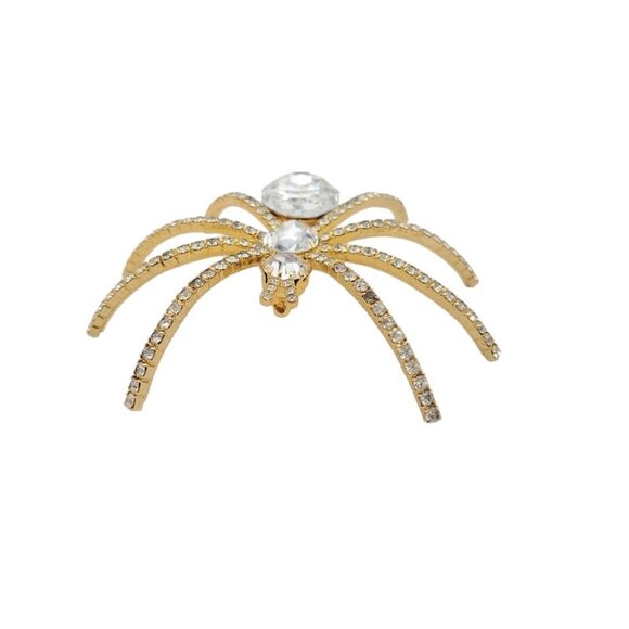 Large Crystal Rhinestone Spider Brooch Pin Gold Tone 3.5" Long *Ivana See Desc.* - Picture 3 of 8